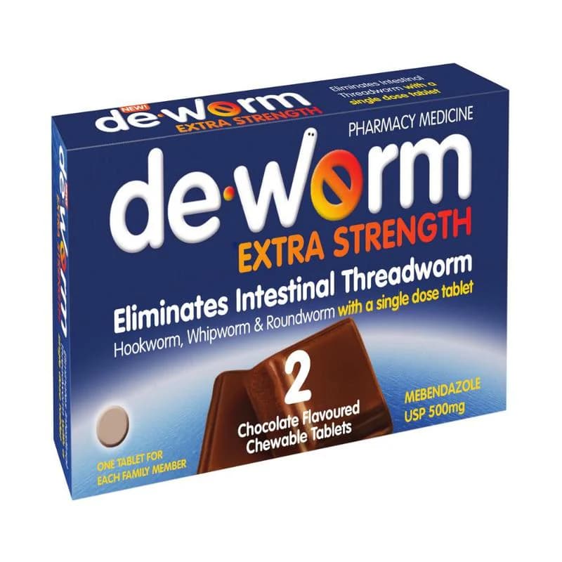 De-Worm Extra Strength Chocolate Chewable Tablets 2s