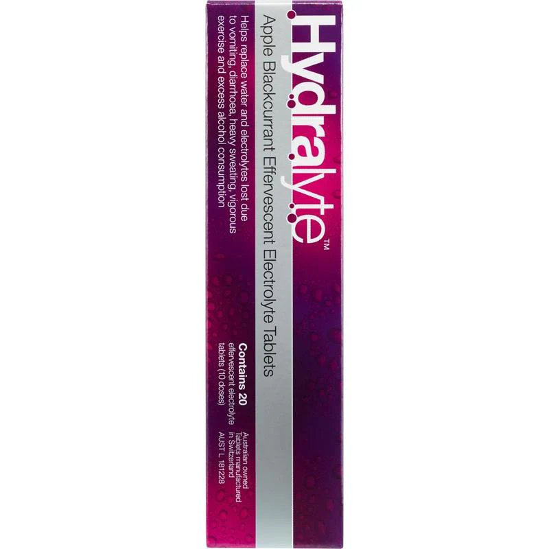 Hydralyte Apple & Blackcurrant Effervescent Tablets 20s