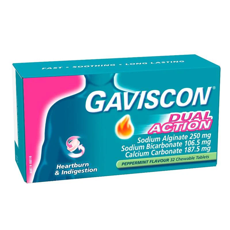 Gaviscon Dual Action Peppermint Tablets 32s