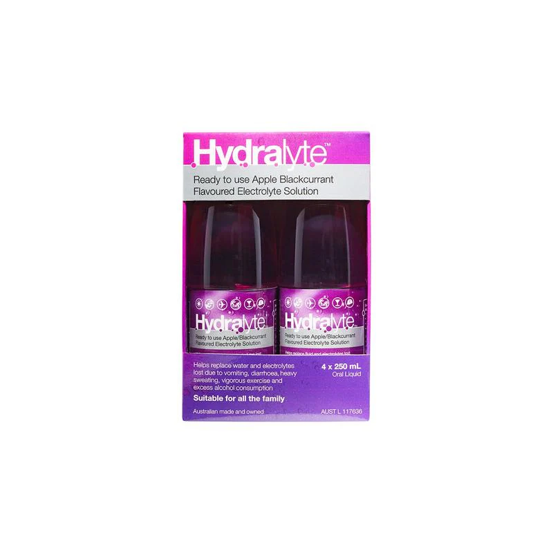 Hydralyte Apple Blackcurrant RTD Solution 250ml 4pk