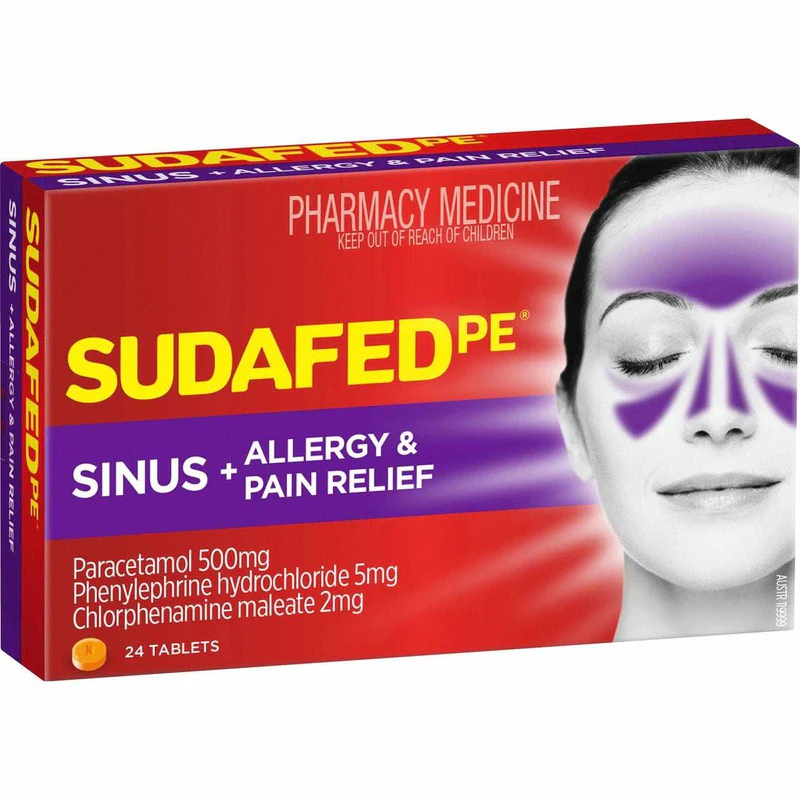 Sudafed PE Sinus Allergy & Pain Relief Tablets 24s